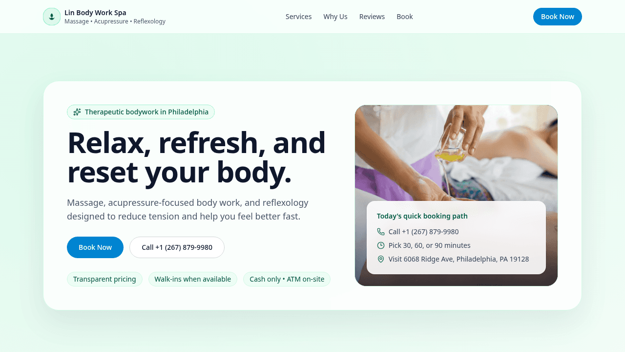 Lin Body Work Spa project screenshot